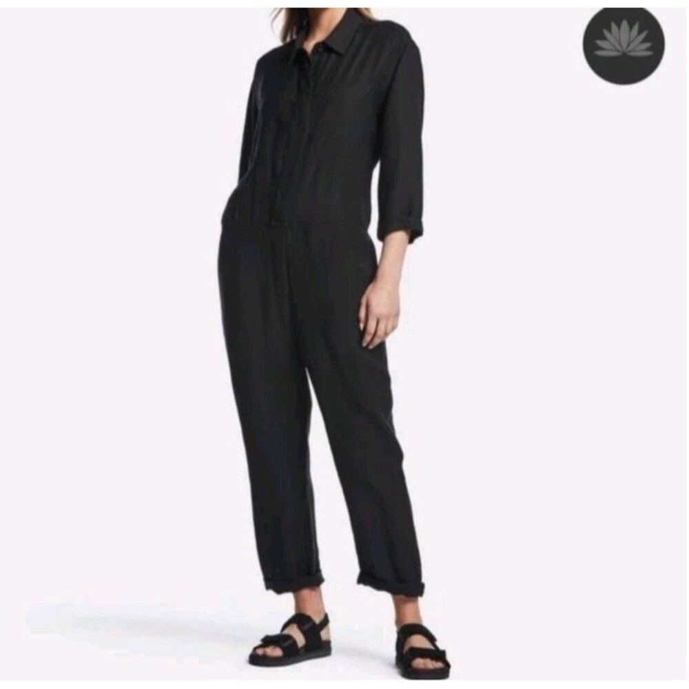 James Perse‎ NWOT Jumpsuit Black Viscose Linen Oversized Collared 0/XS
